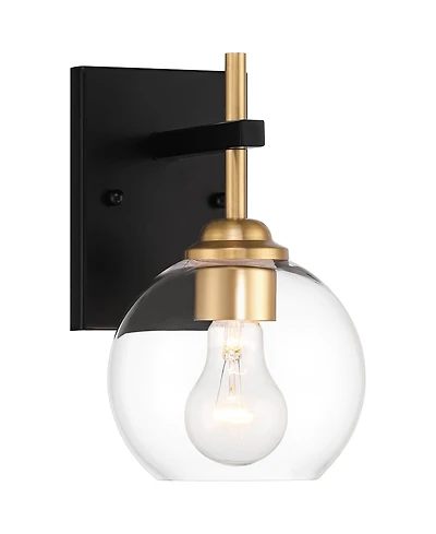 360 Lighting Duka Modern Wall Sconce Gold and Black Hardwire 6" Fixture Clear Glass for Bedroom Bathroom Vanity Living Room Home