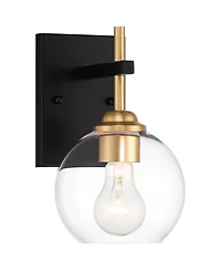 360 Lighting Duka Modern Wall Sconce Gold and Black Hardwire 6" Fixture Clear Glass for Bedroom Bathroom Vanity Living Room Home