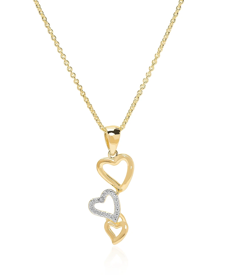 Macy's Diamond Accent 0.005 ct. t. w. Triple Linear Heart Pendant, 18'' Necklace