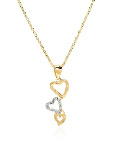 Macy's Diamond Accent 0.005 ct. t. w. Triple Linear Heart Pendant, 18'' Necklace