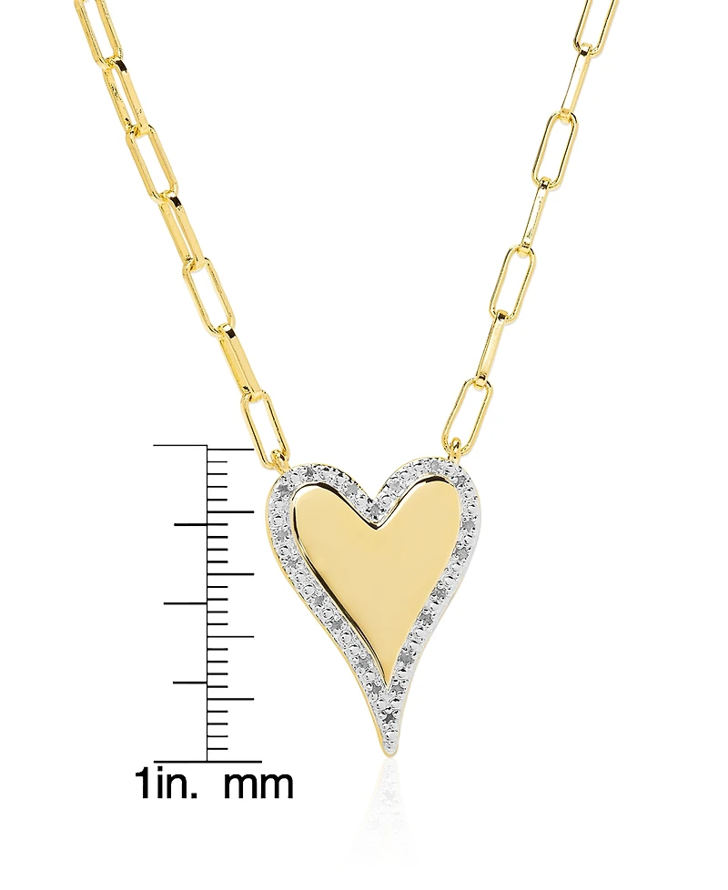 Macy's Diamond Accent 0.005 ct. t. w. Elongated Heart Pendant, 18'' Paperclip Chain Necklace