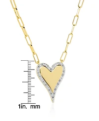 Macy's Diamond Accent 0.005 ct. t. w. Elongated Heart Pendant, 18'' Paperclip Chain Necklace