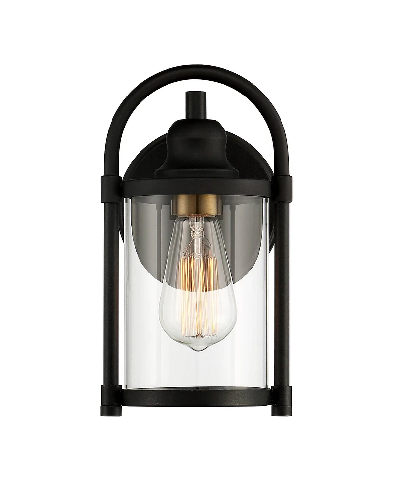 John Timberland Avani Modern Outdoor Wall Light Fixtures Set of 2 Black Metal 10 1/4" Clear Glass for Post Exterior Barn Deck House Porch Yard Patio