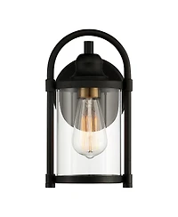 John Timberland Avani Modern Outdoor Wall Light Fixtures Set of 2 Black Metal 10 1/4" Clear Glass for Post Exterior Barn Deck House Porch Yard Patio