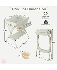 Sugift Baby Diaper Changing Table with Water Basin and Wheels