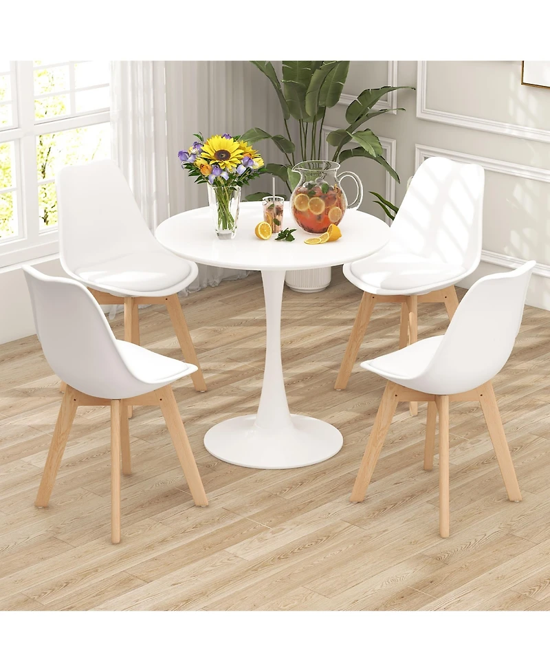 Gymax Modern 5 Pcs Dining Set Round Dining Table 4 Chairs for Small Space Kitchen