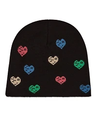 MeMoi Kids Cozy "Colorful Hearts" Rayon-Blend Knit Beanie