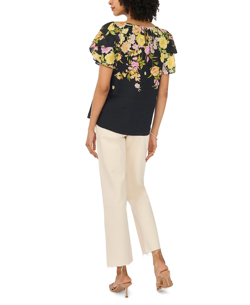 Vince Camuto Women's Crew Neck Tulip-Sleeve Blouse