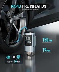 Sugift 4-in-1 Portable Car Jump Starter with Air Compressor 150 Psi and Vacuum Cleaner 12V 1000A with Led Emergency Light Power Bank