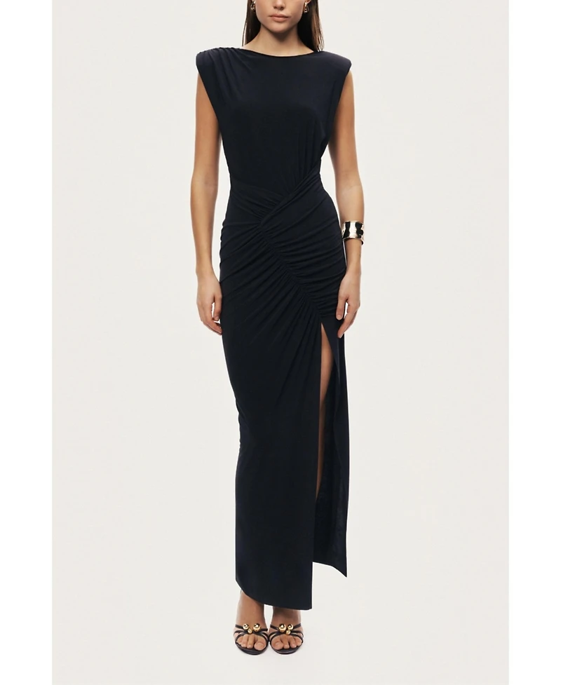 Nocturne Women's Ruched Side-Slit Maxi Dress