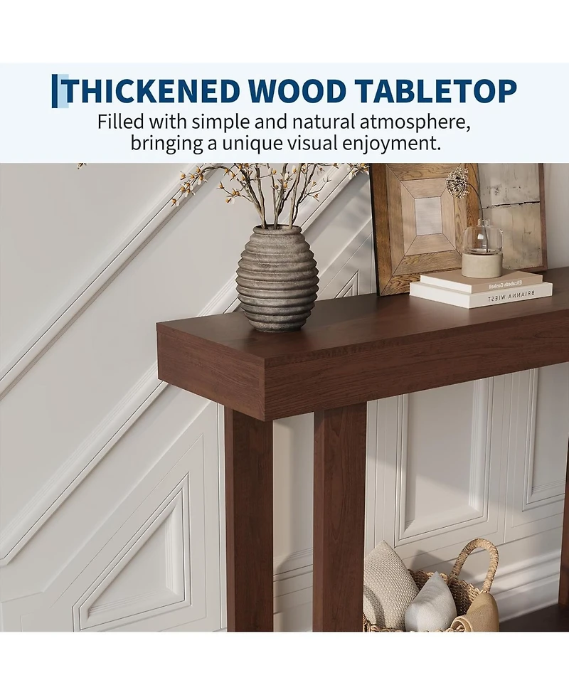 gaomon 46.26" Wood Console Table with Storage, Narrow Sofa Table with Open Shelf, Long Behind Couch Table for Entryway Hallway, Accent Table