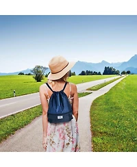 Sugift Drawstring Backpack String Bag with Zipper Pocket Foldable Design