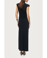 Nocturne Women's Ruched Deep V-Neck Maxi Dress