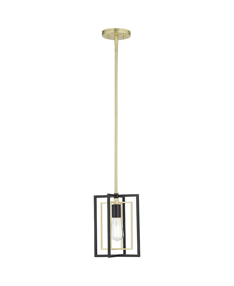 Possini Euro Design Nima Black Gold Mini Pendant Light 8" Wide Modern Open Rectangle Metal Fixture for Dining Room Kitchen Island