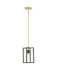 Possini Euro Design Nima Black Gold Mini Pendant Light 8" Wide Modern Open Rectangle Metal Fixture for Dining Room Kitchen Island