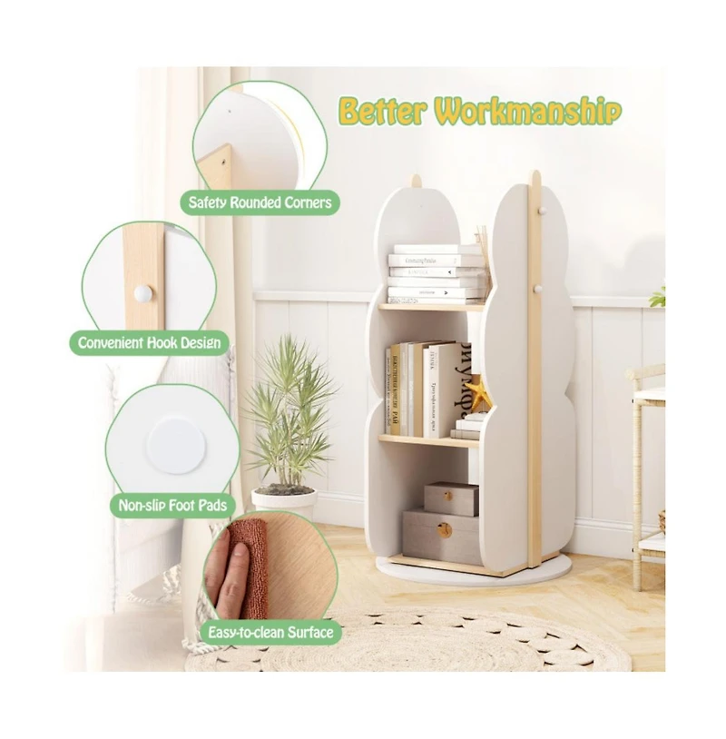 Gouun 360 Kid's Rotating Bookshelf Toy Storage Organizer with 5 Shelves