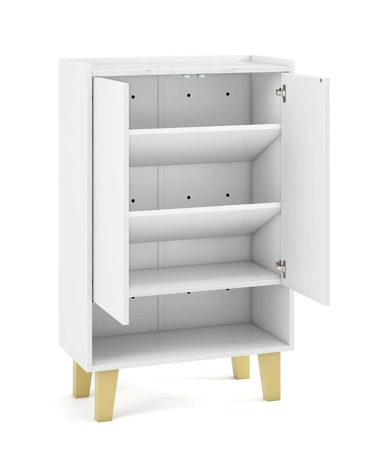 Gouun 5-Tier Shoe Cabinet with Faux Marble Countertop and Flat Tilting Shelves