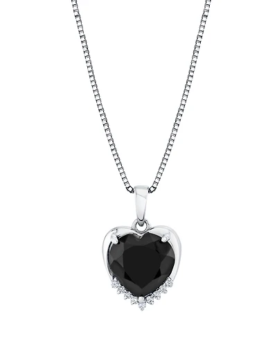 Macy's Onyx (2-3/4 ct. t.w.) and Diamond Accent Heart Pendant Necklace in Sterling Silver
