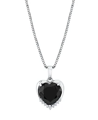 Macy's Onyx (2-3/4 ct. t.w.) and Diamond Accent Heart Pendant Necklace in Sterling Silver