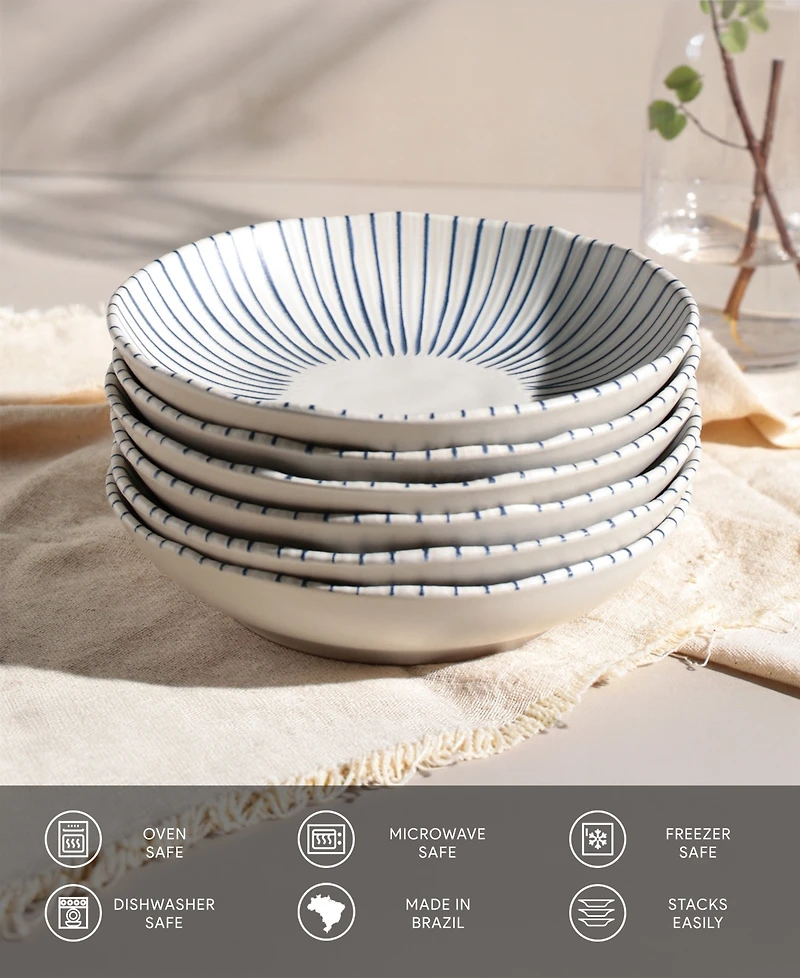 Porto Brasil Elemento Stoneware Salad Bowls, Set of 6