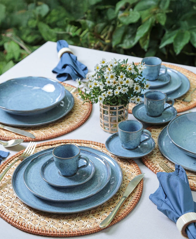 Porto Brasil Stoneware Coffee Cup and Saucer Set, Service for 6