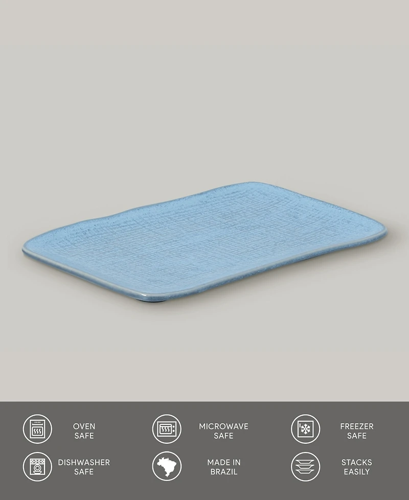 Porto Brasil 10.63" Stoneware Medium Rectangular Juta Platters, Set of 4