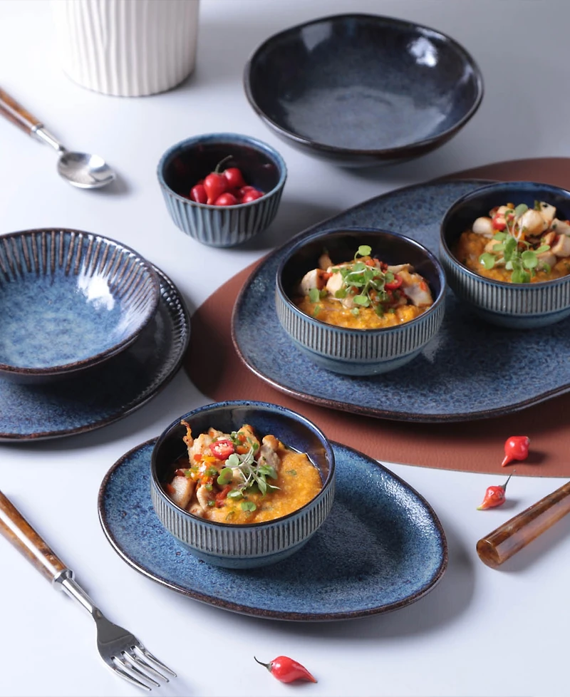 Porto Brasil Stoneware Oval Dinner Plates, Set of 6