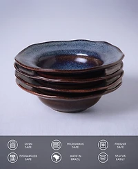 Porto Brasil Stoneware Deep Rim Dessert Plates, Set of 4