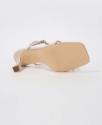 Berness Women's Hisako Dress Heeled Thong Sandal with Gold-Tone Detail