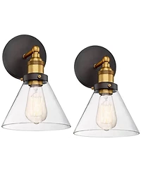 360 Lighting Burke Industrial Modern Wall Light Sconces Set of 2 Hardwire Led Clear Glass for Bedroom Bathroom Home