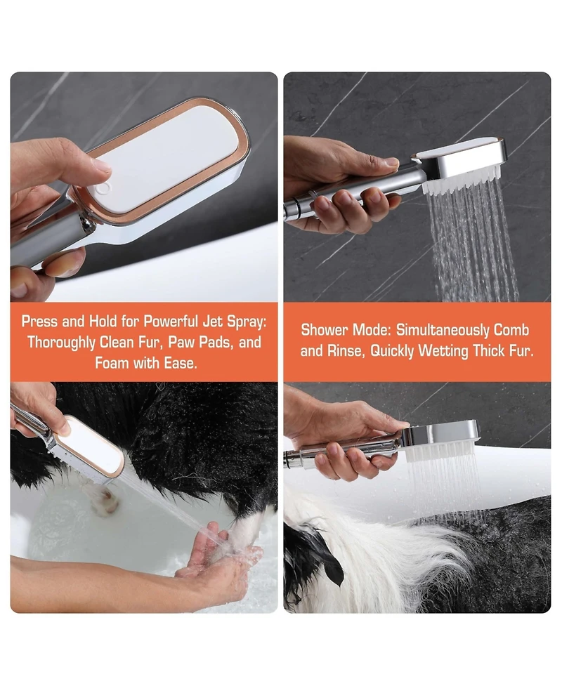 Aronkl Dog Shower Attachment Handheld Sprayer Diverter Wall Mount Universal Pet Bath Tool