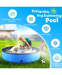 Aronkl Foldable Dog Pool Collapsible Hard Plastic Portable Bath Tub For Pets Dogs Cats Wading Indoor Outdoor