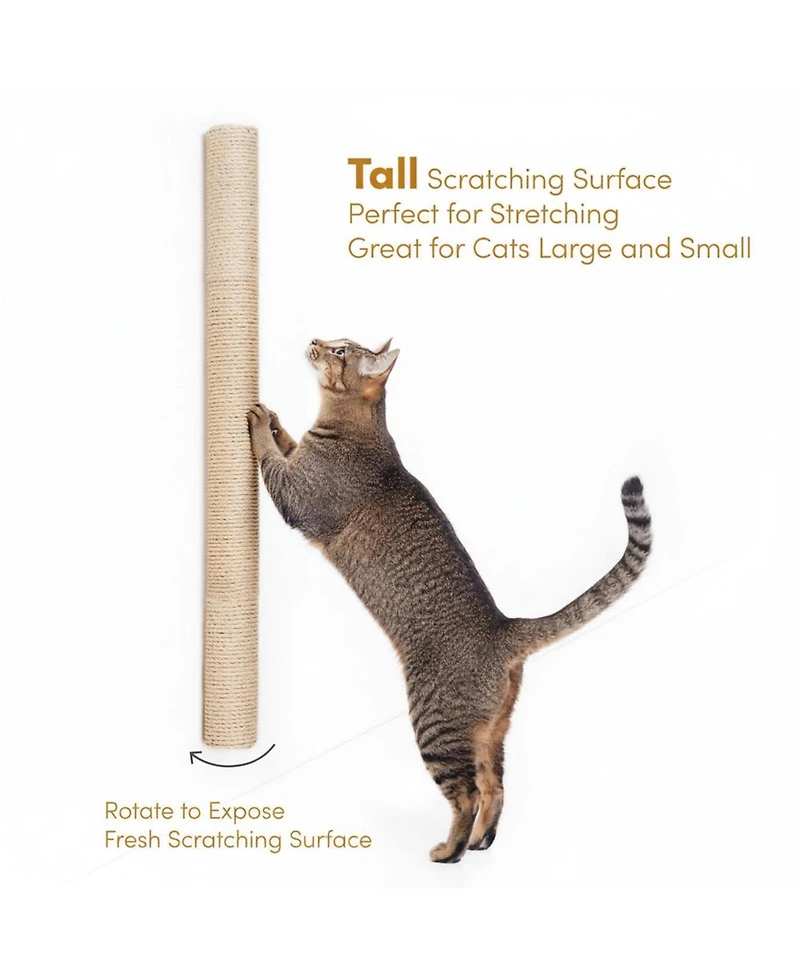 Aronkl 34" Wall Mounted Cat Scratcher Extra Tall Vertical Sisal Sturdy Aluminum Brackets Modern Space Saving Patented Design