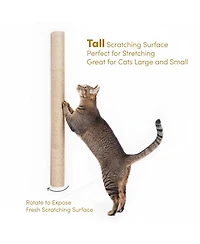 Aronkl 34" Wall Mounted Cat Scratcher Extra Tall Vertical Sisal Sturdy Aluminum Brackets Modern Space Saving Patented Design