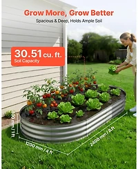 Gouun Oval Galvanized Raised Garden Bed, 8 x 4 x 1 ft Alu-Zinc Planter Box Kit with Bottomless Design