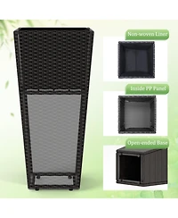 Gouun 30 in Tall Modern Pe Rattan Planter Pots Set of 2 with Metal Shelf and Open Base