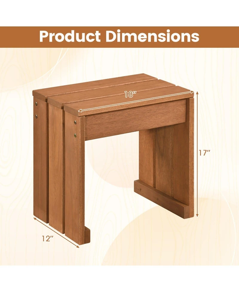 Gouun Single-Person Outdoor Backless Patio Bench with Solid Wood Frame