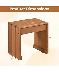 Gouun Single-Person Outdoor Backless Patio Bench with Solid Wood Frame