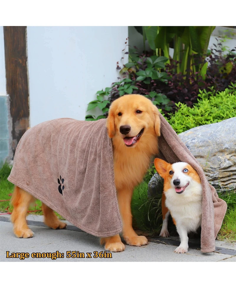 Aronkl 4 Pack Super Absorbent Microfiber Pet Towels for Dogs Cats Bath Drying