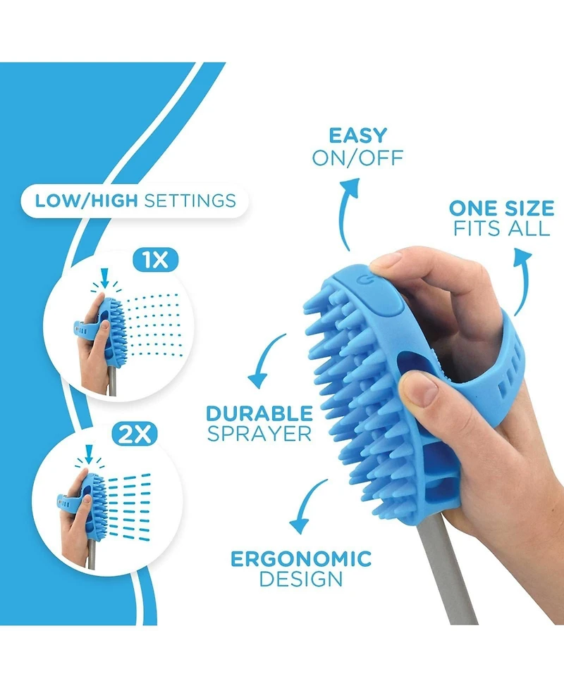 Aronkl Dog Bath Brush Sprayer with 8ft Hose Silicone Rubber Scrubber All-in-One Pet Bathing Tool