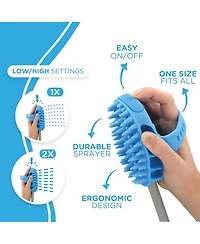 Aronkl Dog Bath Brush Sprayer with 8ft Hose Silicone Rubber Scrubber All-in-One Pet Bathing Tool
