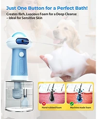 Aronkl Upgrade Waterproof Electric Dog Shower Automatic Soap Dispenser Magnetic Charging Shampoo Frother Bubble Machine Pets