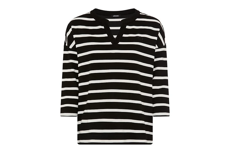 Olsen Women's Striped Rib Knit Jersey Top