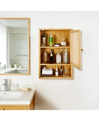 homfan Space-Saving Bamboo Bathroom Wall Cabinet – Adjustable Shelf – Over Toilet Storage Organizer