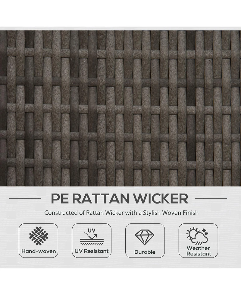 Outsunny 5 Piece Patio Wicker Furniture Set, Outdoor Sectional Sofa Set Rattan Conversation Sets with Tempered Glass Tabletop Coffee Table and Ottoman