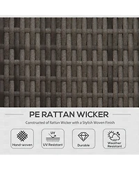 Outsunny 5 Piece Patio Wicker Furniture Set, Outdoor Sectional Sofa Set Rattan Conversation Sets with Tempered Glass Tabletop Coffee Table and Ottoman