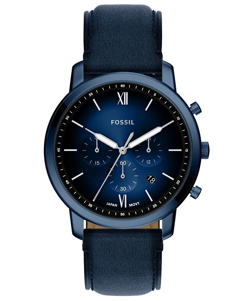 Fossil Men's Neutra Chronograph Navy Leather Watch, 44mm