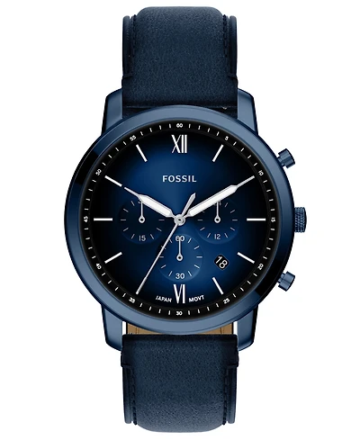 Fossil Men's Neutra Chronograph Navy Leather Watch, 44mm