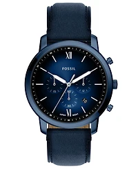 Fossil Men's Neutra Chronograph Navy Leather Watch, 44mm