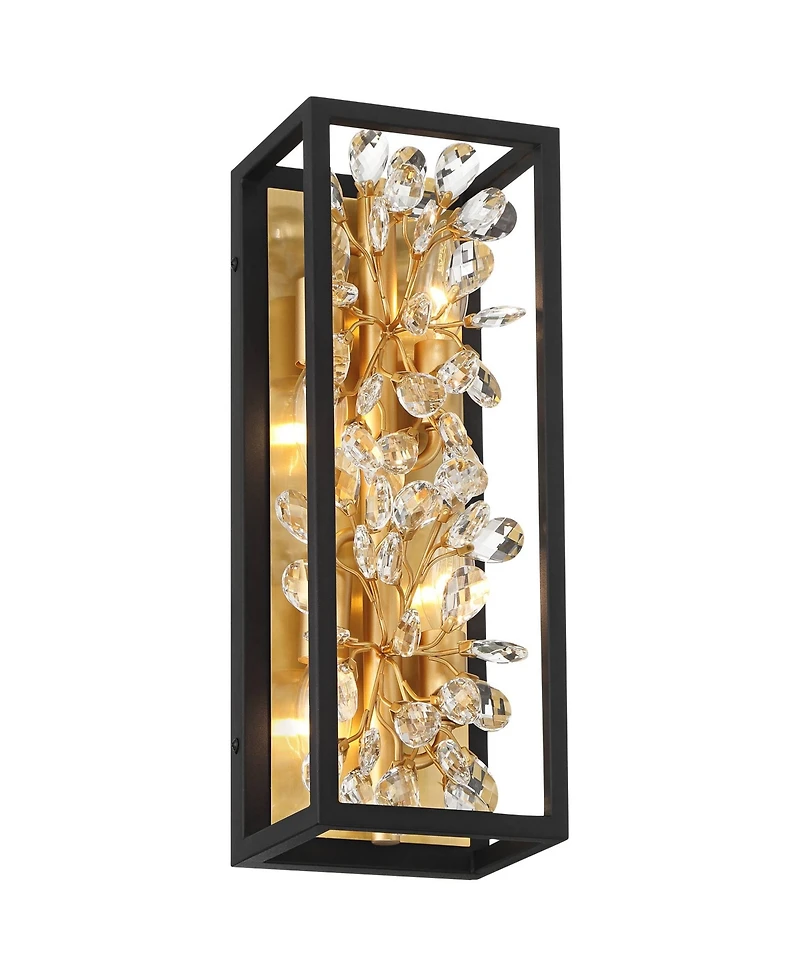 Possini Euro Design Carrine Modern Wall Light Sconce Sand Hardwire -Light Fixture Crystal Flower for Living Room